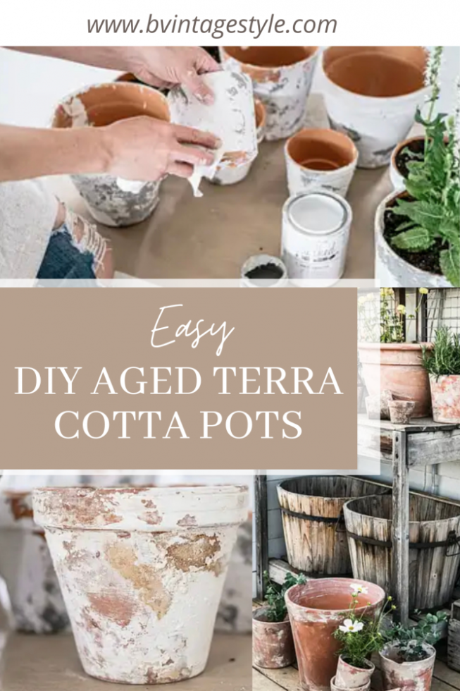 Backdate 1 DIY Aged Terra Cotta Pots  Easy Vintage Look  B Vintage Style